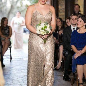 Amsale Sequin Samantha Gown - Latte, sz 12